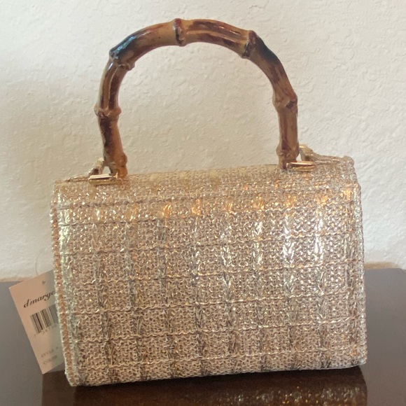 Fabulous D’margeaux New York Crossbody/Tote Gold Convertible Bamboo handles NWT - Picture 5 of 16